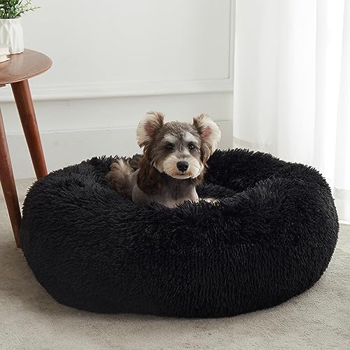 Western Home Calming Donut Small Dog Cat Bed Washable Puppy Bed,24" Black