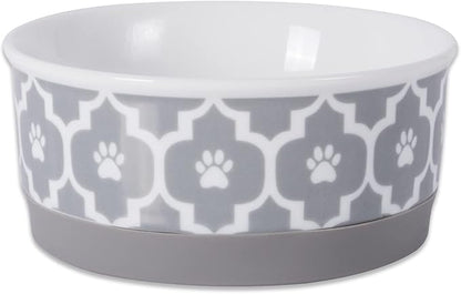 Bone Dry Lattice Collection Pet Bowl & Canister, Single Dish, Small 4.25x2", Gray