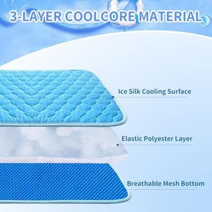 Dog Cooling Mat Self Cool Pad for Dogs and Cats, Washable Portable Pet Sleeping Pad for Summer,Large 39.4" x 27.6"