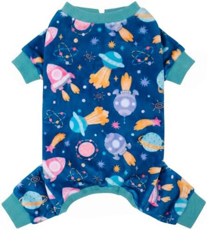 KYEESE Velvet Dog Pajamas for Small Dogs Soft Onesie Shirt, Spaceship