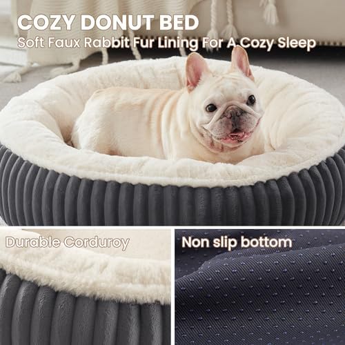 30 inches Calming Donut Dog Bed for Medium Dogs,Charcoal