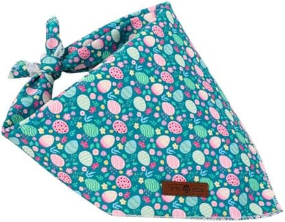 Lionet Paws Easter Dog Bandana for Medium Large Dogs,Green Dog Kerchief Eggs Dogs Triangle Bibs Scarf for Girl or Boy