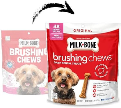 Milk-Bone Brushing Chews Mini Daily Dental Dog Treats, 18.9 oz Bag