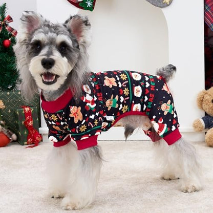 XPUDAC 4 Pack Christmas Dog Pajamas Comfy Dog Clothes for Small Medium Dogs Girl Boy Holiday Pet Outfit Winter Puppy Jumpsuits Pet Pjs Apparel, 2XL