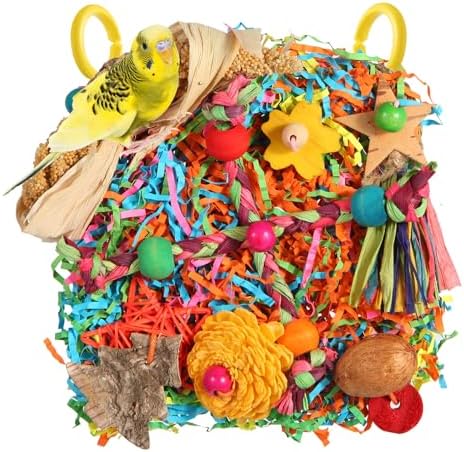 Bird Toys, Parakeet Toys Bird Foraging Toys Grass Mat Climbing Wall for Parakeet,Parrot,Cockatiel,Conure,Lovebird,Budgie Cage Small to Medium Birds (Twinkle Star)