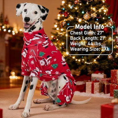 KYEESE Dog Christmas Pajamas for Medium Large Dogs Red Santa Velvet Onesie