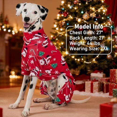 KYEESE Dog Christmas Pajamas for Small Dogs Red Santa Velvet Onesie