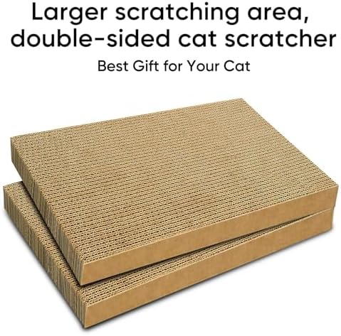 Cat Scratcher 4-Pack, Large Cardboard Pads for Indoor Cats