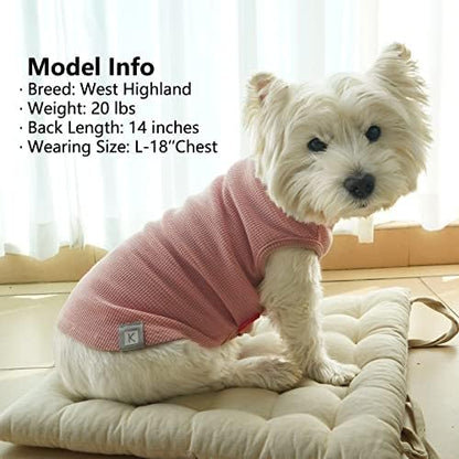 KYEESE 2Pack Waffle Dog Shirt for Small Dogs Solid Dog Sweater Tank Top