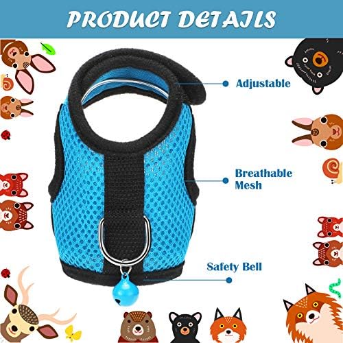 Satinior 2 Sets Guinea Pig Harness and Leash Kit, Blue, Black, M