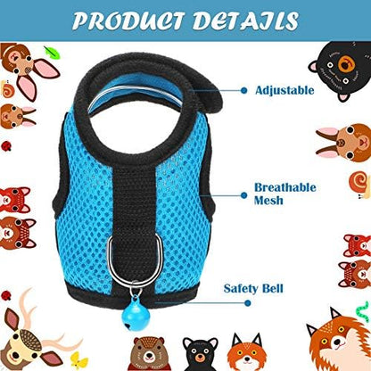 Satinior 2 Sets Guinea Pig Harness and Leash Kit, Blue, Black, M
