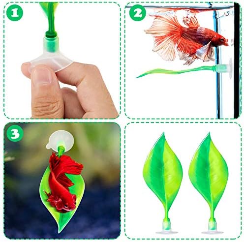 WILLBOND 2 Pcs Green Silicone Betta Fish Bed Leaf Hammock Betta Fish Tank Accessories Decorations for Aquarium Ornaments, Practical Resting Spot, Comfortable and Safe