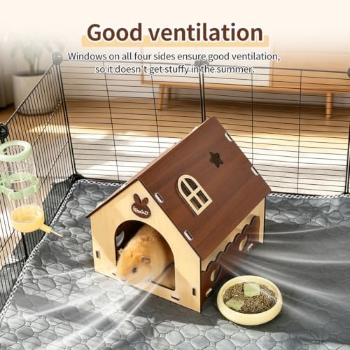 Wooden Guinea Pig Hideout Bunny House Rabbit Bed – Small Animal Habitat