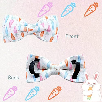 Lionheart glory Easter Dog Collar with Bow Tie Carrot Print Dog Collar Girl or Boy Soft Durable Adjustable Puppy Gift Collar Bows Spring Collar Dog Bow