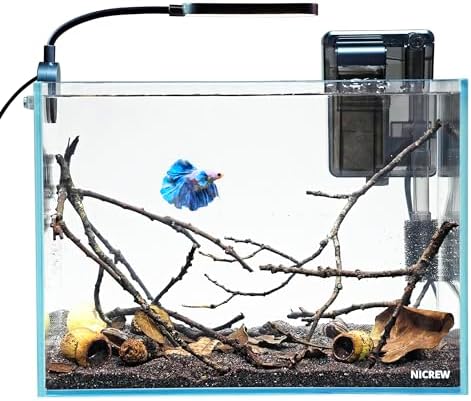 NICREW 2.5 Gallon Nano Nature Aquarium Kit Betta Fish Tank, Basic, Clear