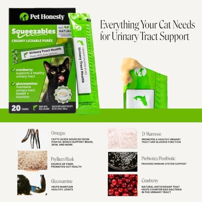 Pet Honesty Vet Recommended Cat Urinary Supplement Lickable Puree, 20 Ct