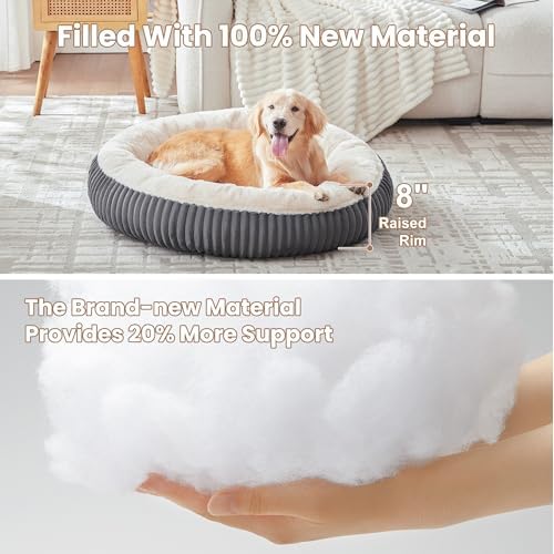 36 inches Calming Donut Dog Bed for Large Dogs,Charcoal