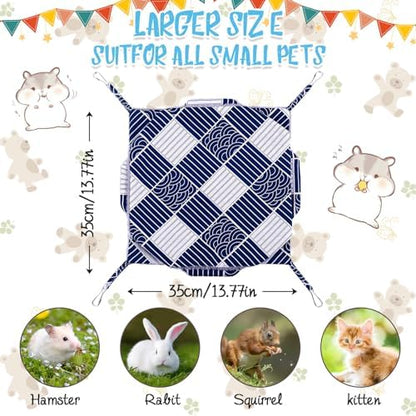3 Tier Ferret Rat Hammock, Guinea Pig Cage Accessories, Blue Check