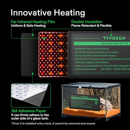 VIVOSUN Reptile Heating Pad 8x18 Inch with Thermostat Combo