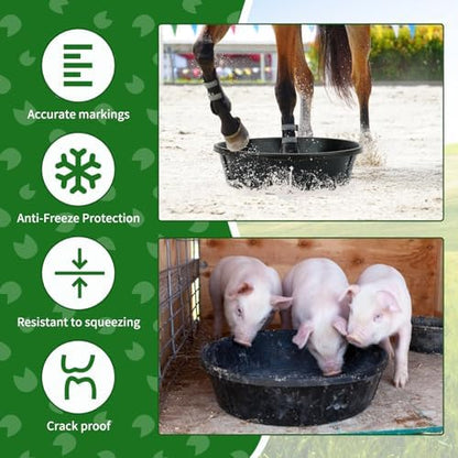 3Pcs Heavy Duty Rubber Feed Pan, 12Q/3Gal Horse Feed Bucket