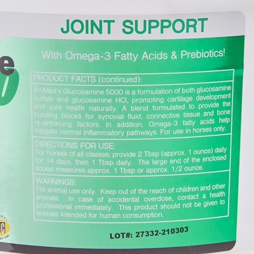 ANIMED Glucosamine 5000 - Natural Joint Health Supplement with Omega 3, Antioxidant Protection, and Digestive Support for Horses, 5 lbs…