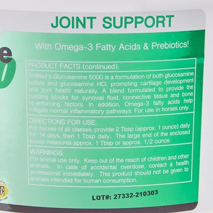 ANIMED Glucosamine 5000 - Natural Joint Health Supplement with Omega 3, Antioxidant Protection, and Digestive Support for Horses, 5 lbs…