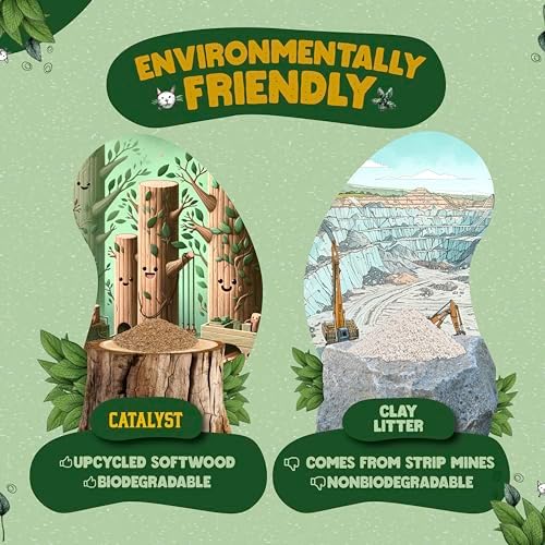 Catalyst Natural Soft Wood Cat Litter (2 Pack, 20lb Bags) - Superior Odor Control, Strong Clumping, Low Dust, and Biodegradable (20lb, Set of 2, Unscented)