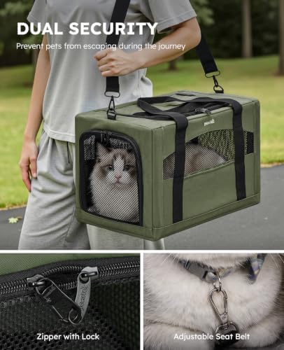 Pecute Cat Carrier Stable, Pet Carrier with Privacy Partition,Green