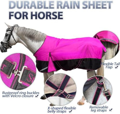 1200D Horse Blanket,Turnout Rain Sheet(No Fill),Hot Pink 78''