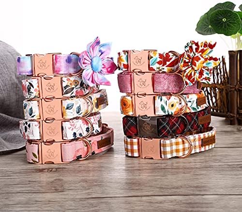 Elegant little tail Floral Girl Dog Collar for Female Dogs, Pet Collar Adjustable Dog Collars with Flower Gift for X-Small Dogs and Cats