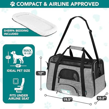 PetAmi Airline Approved Pet Carrier for Cats Small Dogs, Large Heather Gray