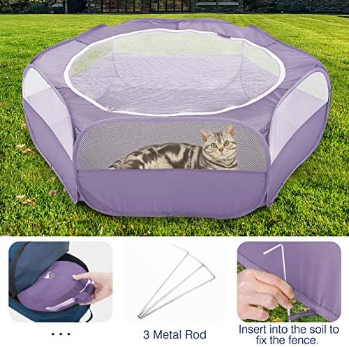Pawaboo Small Animal Playpen with Zippered Cover, Purple