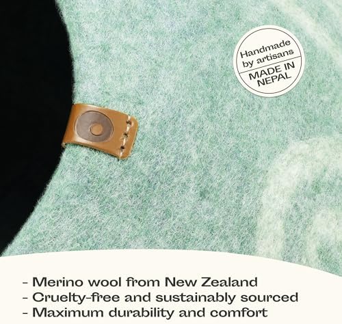 MEOWFIA Cat Cave - Merino Wool Bed for Indoor Cats (Pistachio, Medium)