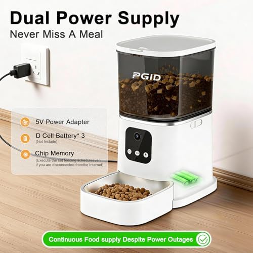 Automatic Cat Feeder,2.4G Automatic Dog Food Dispenser，Auto Dog Feeder with APP Control,5L Timed Auto Cats Food Dispenser w 2-Way Audio for Multiple Pet