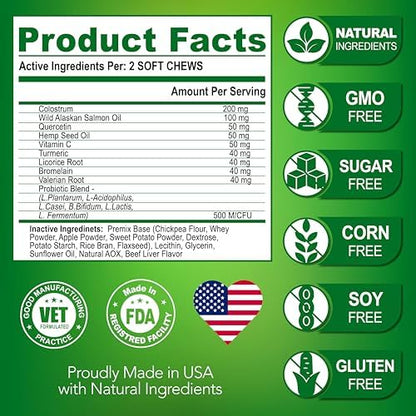 Dog Allergy Relief Chews for Itchy Skin and Seasonal Itch Support, 170 Ct