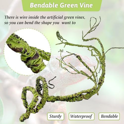 Hamiledyi Fake Reptile Plants for Tank, Bendable Snake Climbing Vines