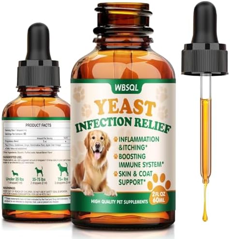 Yeast Infection Treatment for Dogs & Cats - Dog Ear & Skin Itch Relief, Allergy Symptoms Relief, Reduces Inflammation & Irritation - Supports Immune Health with Multivitamins Probiotics, 2 fl oz