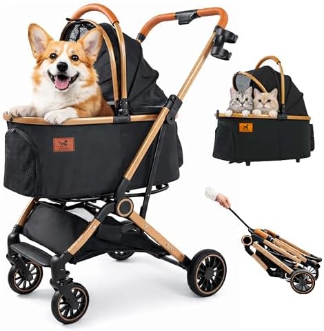 Dog Stroller for Small & Medium Dogs, Foldable Pet Stroller
