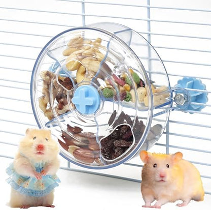VCEPJH Rat Foraging Toy Interactive Slow Feeder with Transparent Rotating Treat Dispenser Wheel for Enrichment Activities Pet Rat Cage Accessories Ideal for Syrian Hamster Gerbil Mice (Blue)