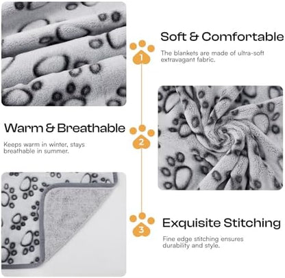 Luciphia Dog Blanket 3 Pack, Soft Cozy Fleece Throw for Puppy Cat,30"x20"