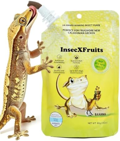Crested Gecko Food, Banana InsecXFruits, Complete Reptile Diet Made with Fresh Insects 2.82oz