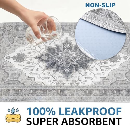 Washable Pee Pads for Dogs,Great Urine Absorbent Reusable Puppy Training Pads,Waterproof,Leak-Proof & Non-Slip Potty Pads for Whelping,Crate,Playpen,Bed.(Gray Floral,18"x24")