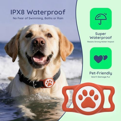 IP68 Waterproof Dog AirTag Holder for Dog Collar, Soft, Stretchy Silicone