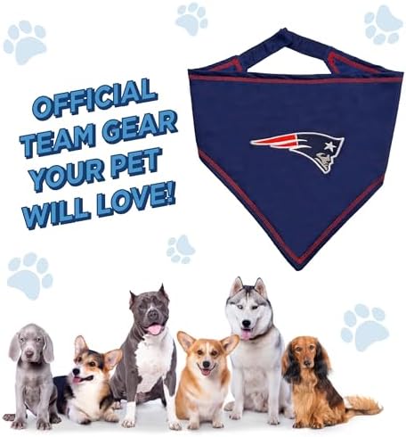 Pets First NFL New England Patriots TIE Bandana, Large/X-Large. Dog Bandana Scarf Bib for Pet Cat Dog. The Ultimate Game-Day, Party Bandana (NEP-3550-L-XL)