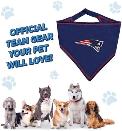 Pets First NFL New England Patriots TIE Dog Bandana, Small/Medium. Ultimate Game-Day, Party Scarf Bib for Pet Cat Dog (NEP-3550-S-M)