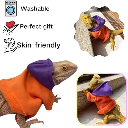Lizards Clothes for Bearded Dragon Cotton Hoodies Leopard Gecko Costume, Reptile Hoodies Apparel for Skin Protection