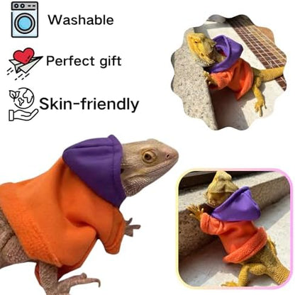 Lizards Clothes for Bearded Dragon Cotton Hoodies Leopard Gecko Costume, Reptile Hoodies Apparel for Skin Protection