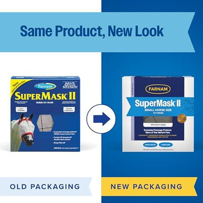 Farnam SuperMask II Horse Fly Mask Without Ears, Small Size, Color May Vary