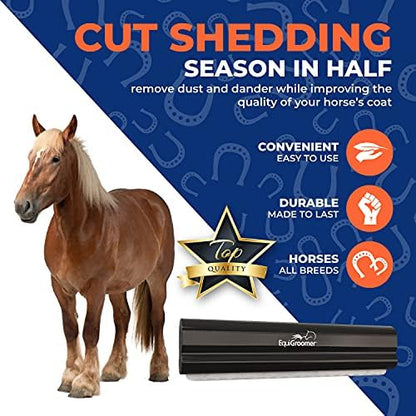 EquiGroomer 8-Inch Deshedding Brush for Dogs & Horses, Black