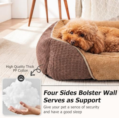 MIXJOY Dog Beds for Small Dogs, Cat Beds for Indoor Cats Washable, Calming Pet Small Size Dog, Soft Rectangle Pet Beds Sofa Cuddler, Orthopedic Cozy Puppy Beds, Anti-Slip Bottom(20x19in)